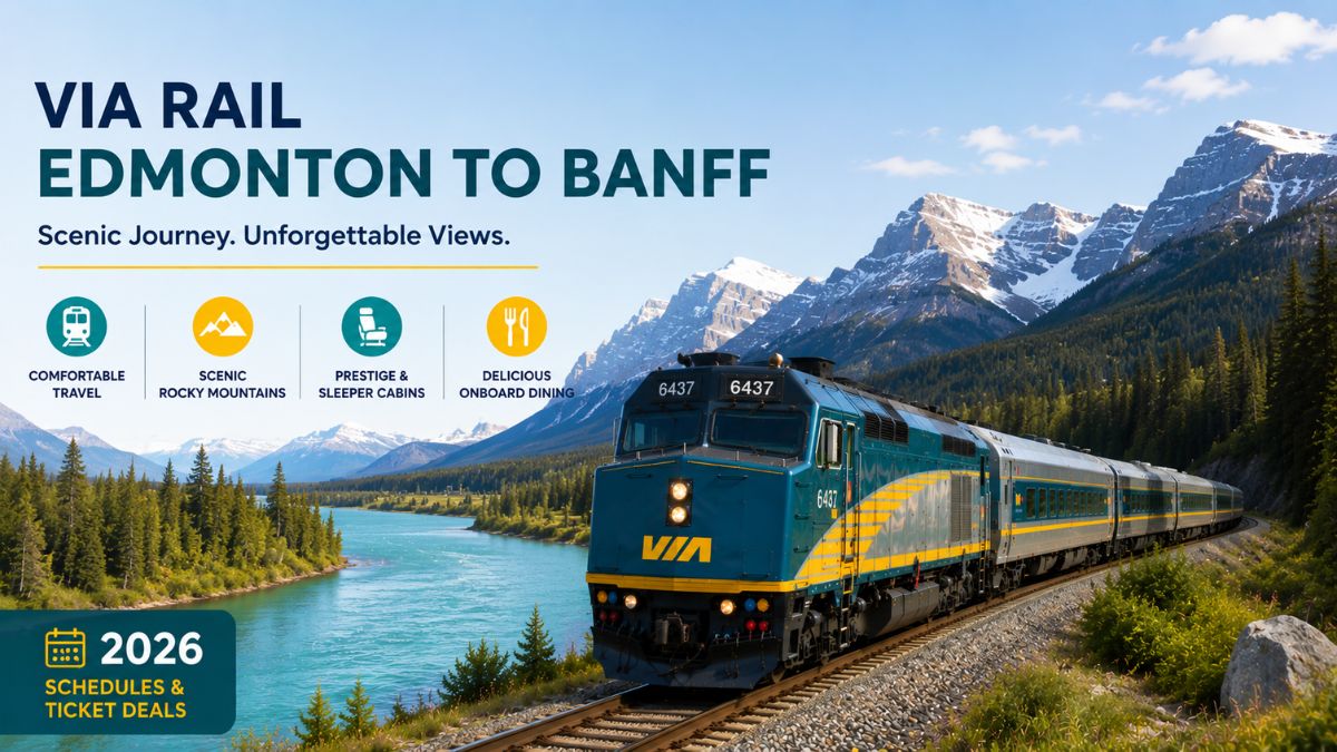 VIA Rail Edmonton to Banff Train 2026