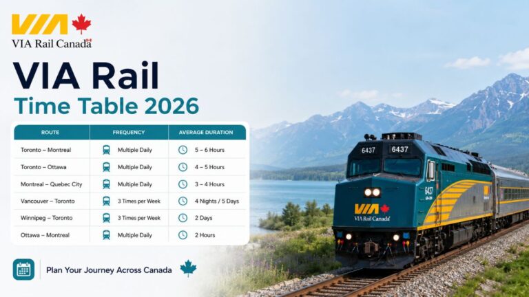 VIA Rail Time Table 2026