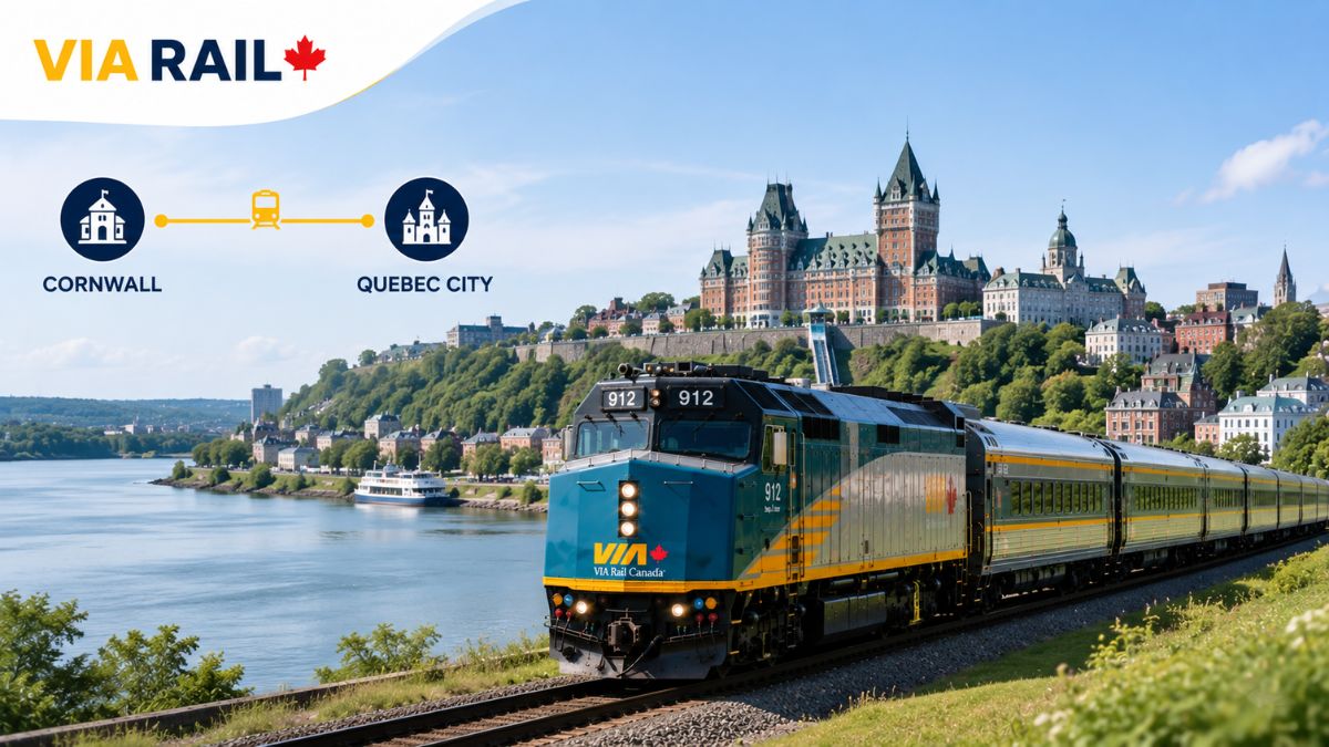 VIA Rail Cornwall to Quebec City Train 2026