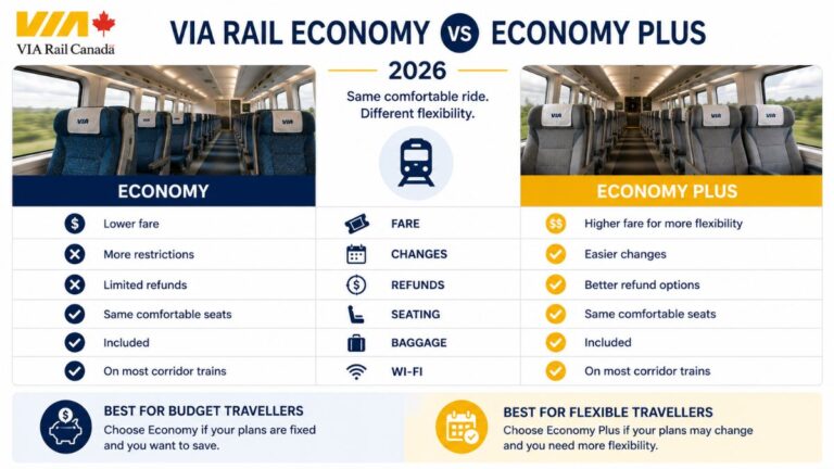 VIA Rail Economy vs Economy Plus 2026