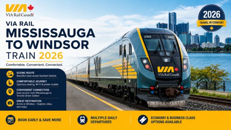 VIA Rail Mississauga to Windsor Train 2026